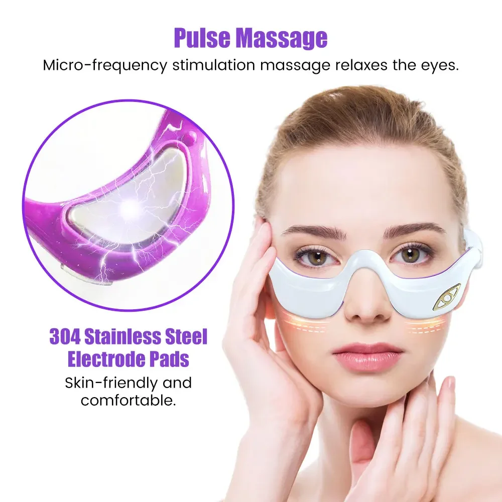 Under Eyes Red Light Therapy Massager Glasses,Microcurrent Eye Beauty Device Eyes Bag Remove Reduce Dark Circles Puffiness