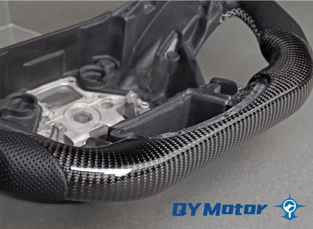 실제 탄소 섬유 스티어링 휠, 포드 F150 F-150 랩터 2015-2020 에 적합, 맞춤형 스티어링 휠, 화이트 스트라이프