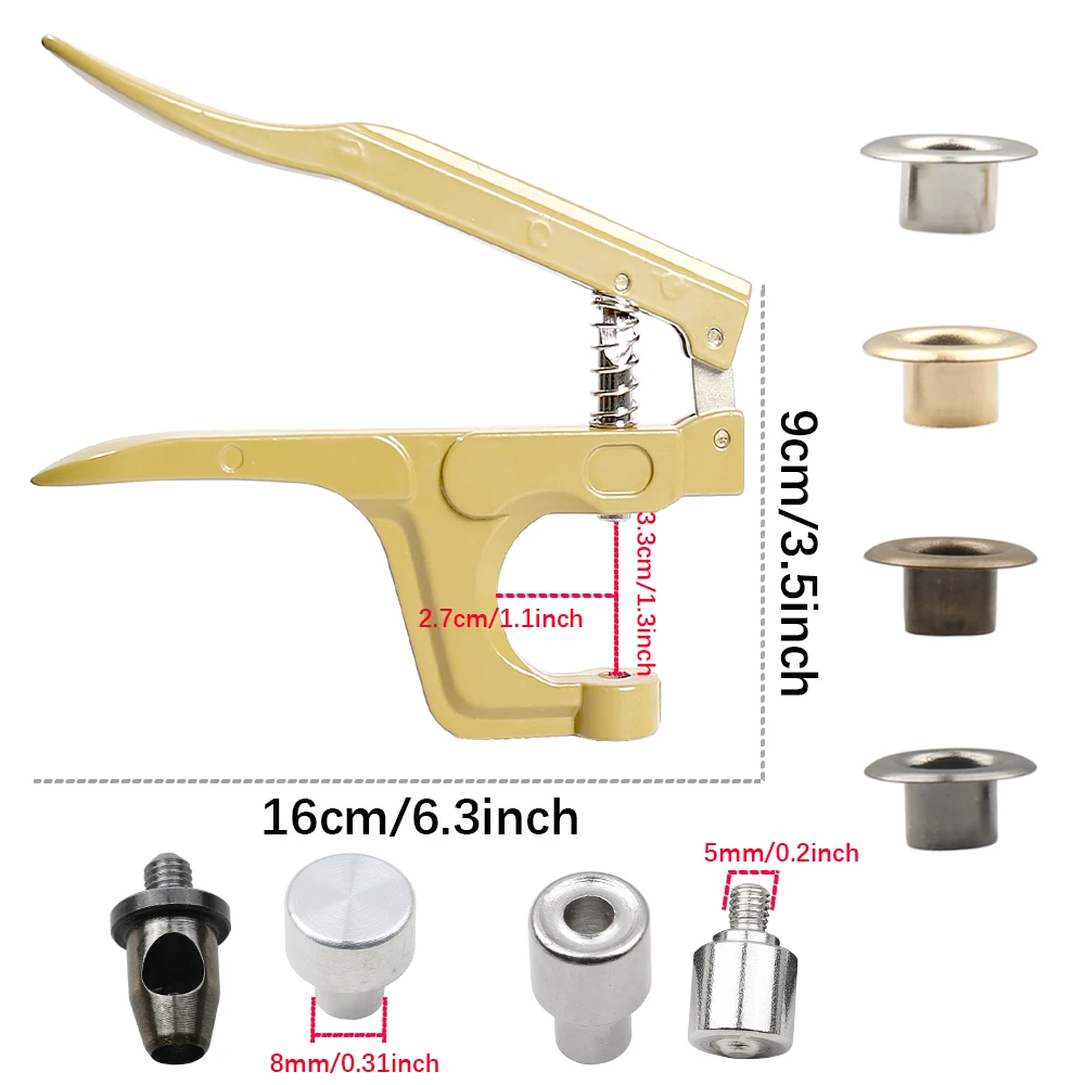 Eyelet Grommet Ring Kit 5/8mm Brass With Pliers For Shoes Bag