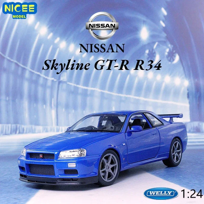 

WELLY 1:24 Nissan Skyline GT-R R34 High Simulation Diecast Car Metal Alloy Model Car Children's toys collection gifts B236