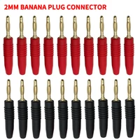 20Pcs 2mm Banana Plug Connector Banana Male Plugs Audio Speaker Wire Cable Connectors Red Black 1