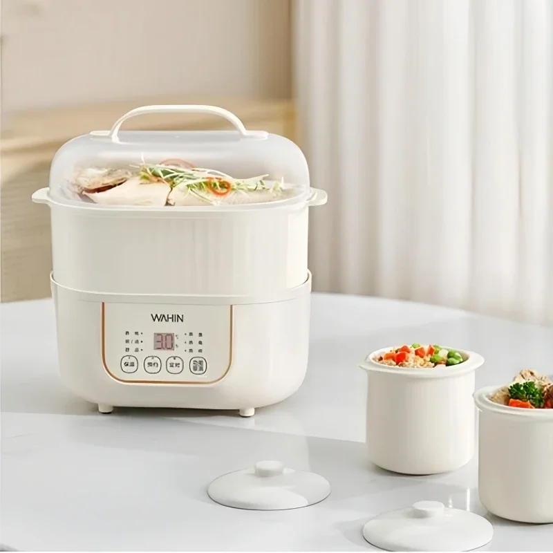 220V Electric Stew Pot Ceramic Double-bladder Electric Stew Pot Waterproof Household Automatic Soup Steamer