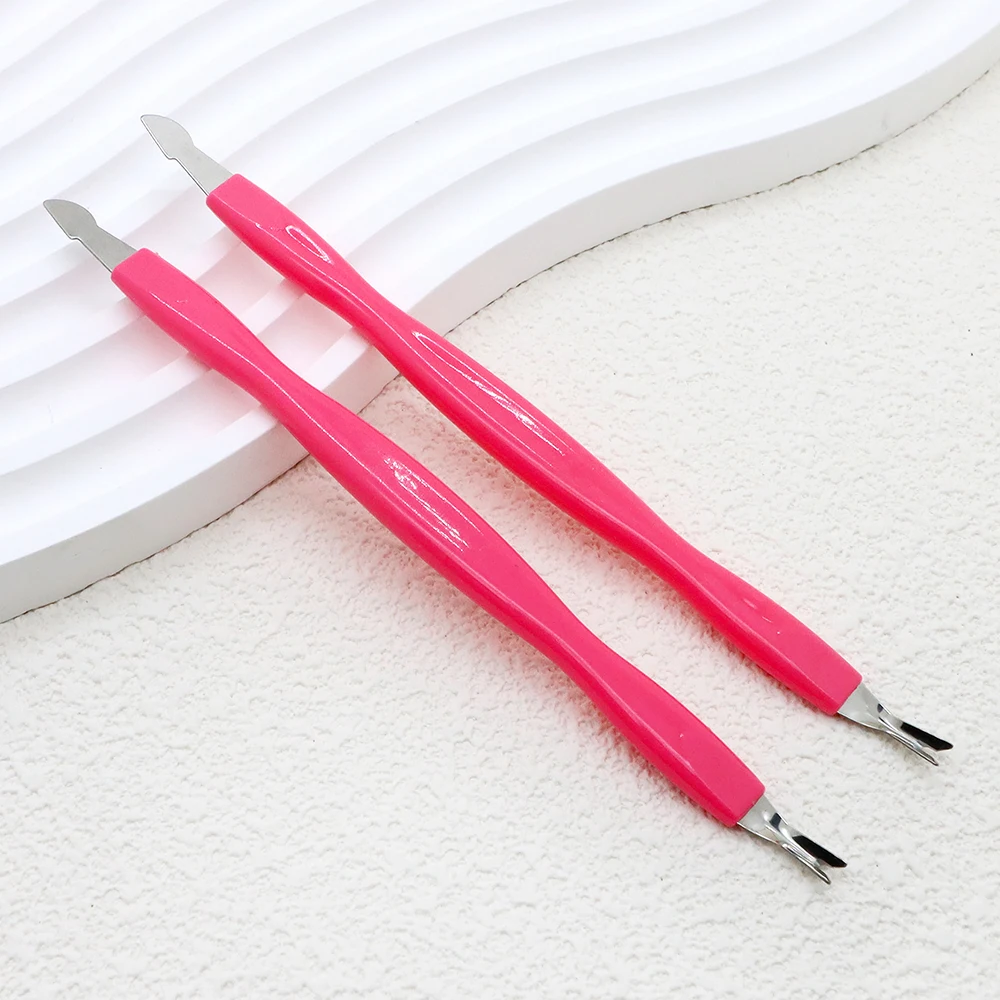 50/100Pcs Double End Nail Cuticle Trimmer Remover Color Plastic Handle Cuticle Pusher Dead Skin Knife Manicure Supplies
