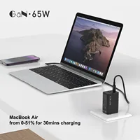 For Laptop Charger , 65W GaN 3 Port USB C Power Adapter With Type C Charging Block For IPhone16/15/14/13, MacBook, IPad, Galaxy - Image 2