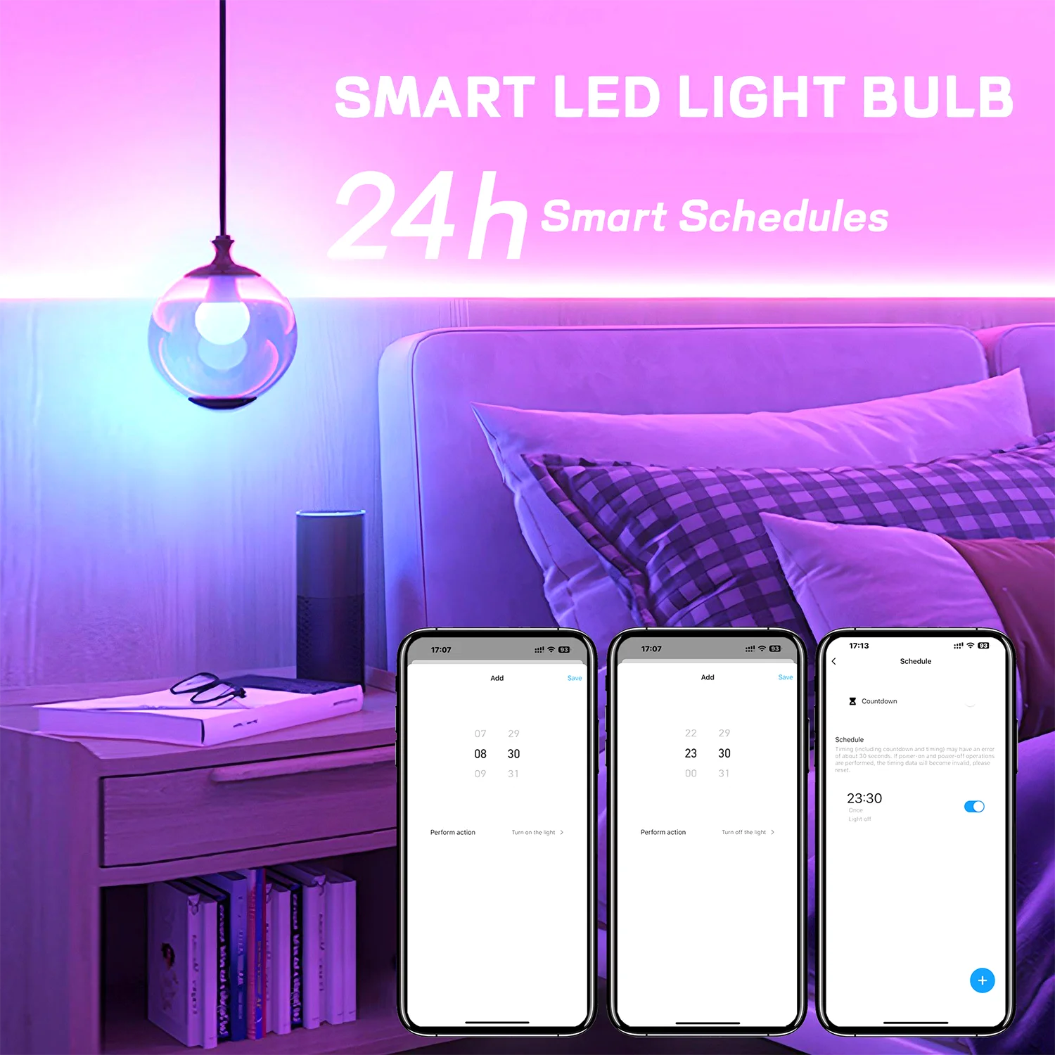 4pcs, RGBCW Smart Light Bulbs, Color Changing Dimmable Bulbs with Music Sync & App Control, Smart Home Lights for Bedroom.