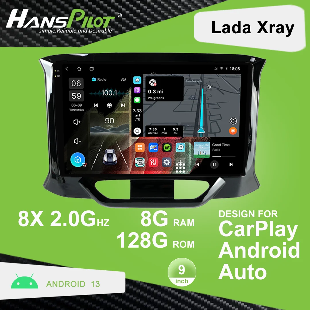2638 Hanspilot Navigazione Android, Autoradio Dvd Per Lada Xray Con Design Per Carplay Androidauto