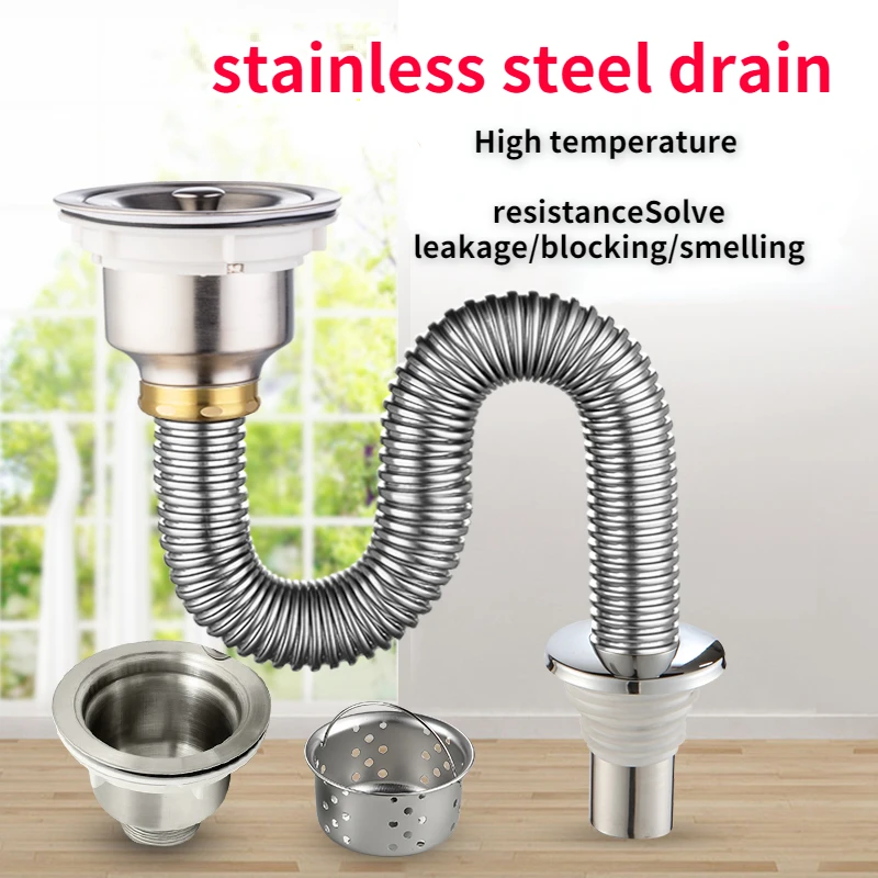 

Kitchen Basket Kitchen Stainless Steel Sink Drain Filter Single Tank Sink Drain Pipe Deodorant Bathroom Sewer Accessories