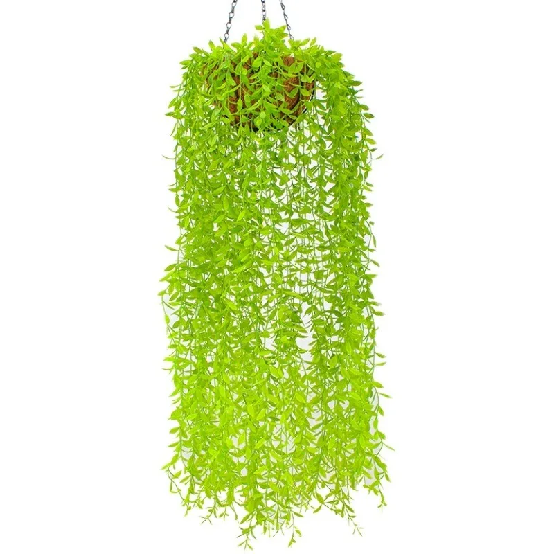 

Artificial Plastic Plants Hanging Leaves Weeping Willow Ceiling Rattan Home Decoration Living Room Balcony Plant Wall Landscape