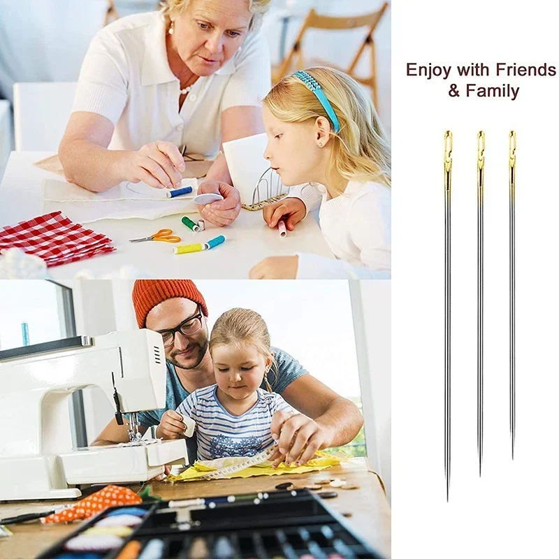 Sewing Needles Leather Sewing Needles 12PCS Sewing Needles Blind Set Side Opening Hole Fast Throughing Stainless Steel Darning Hand Needle Tools Home DIY Jewelry