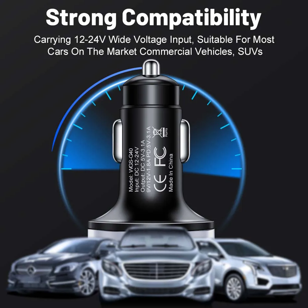 Total 150W USB C Car mobile phone Charger Adapter 4USB+2PD Super Fast Charge with Voltage Monitor for iPhone Samsung