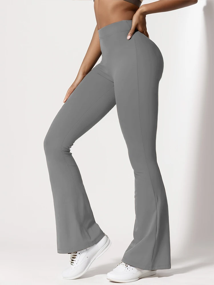 2024 Spring And Summer New Women's Flare Cross Style Soft High Waist Trousers Sports Leisure Yoga Trousers Milk Silk Material