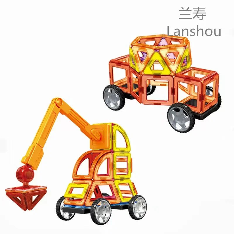 Big Size DIY Magnets Building Blocks Engineering Vehicle Magnetic Blocks Contructor Educational Moc Block Toys Children