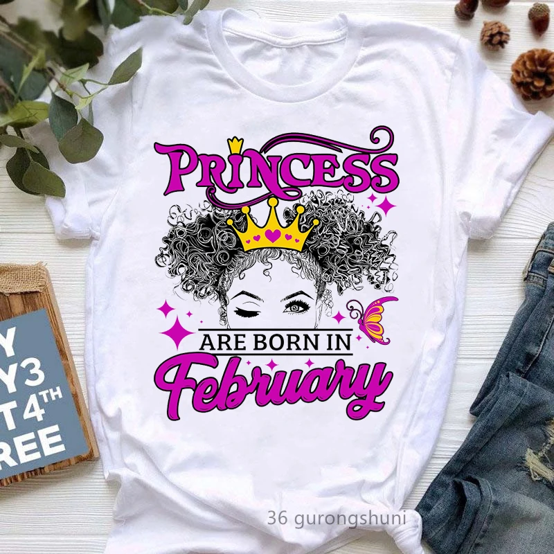 Prinzessin Sind Geboren In Januar Bis Dezember Drucken T-Shirt Für Mädchen Geburtstag Geschenk Crown T-shirt Frauen Harajuku Kawaii Kleidung Tops – Detail 2