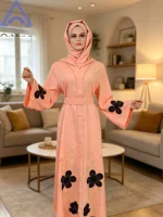 Jalaba musulmane pour femme, ensemble 3 pièces, robe Abaya saoudienne scintillante à fleurs et strass, style chauve-souris, robe africaine pour l'Aïd, Hijab, Borkha, tuniques élégantes de soirée 2