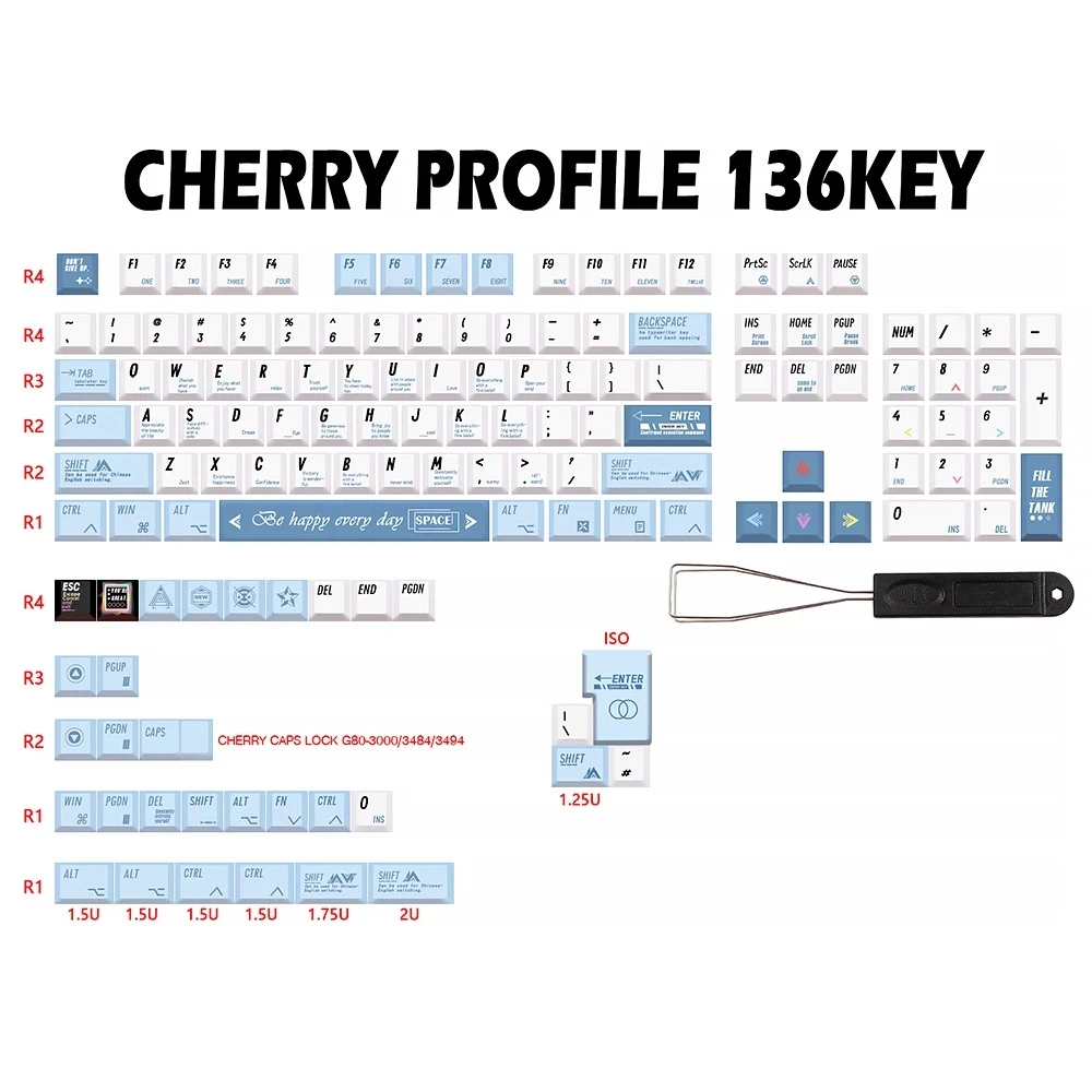 136 Key Programmers Keycap Pbt Dye Sub Keycaps Per Dz60/Rk61/64/Gk61/68/75/84/87/96/980/104/108 Gmmk Pro Tastiera Meccanica Cap