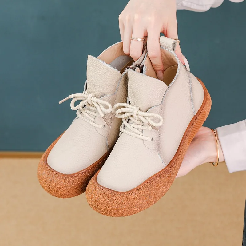 Neue mode stiefeletten frauen herbst wasserdichte schuhe frau dicke sohle kurze stiefel damen designer plattform schnüren booties – Detail 23