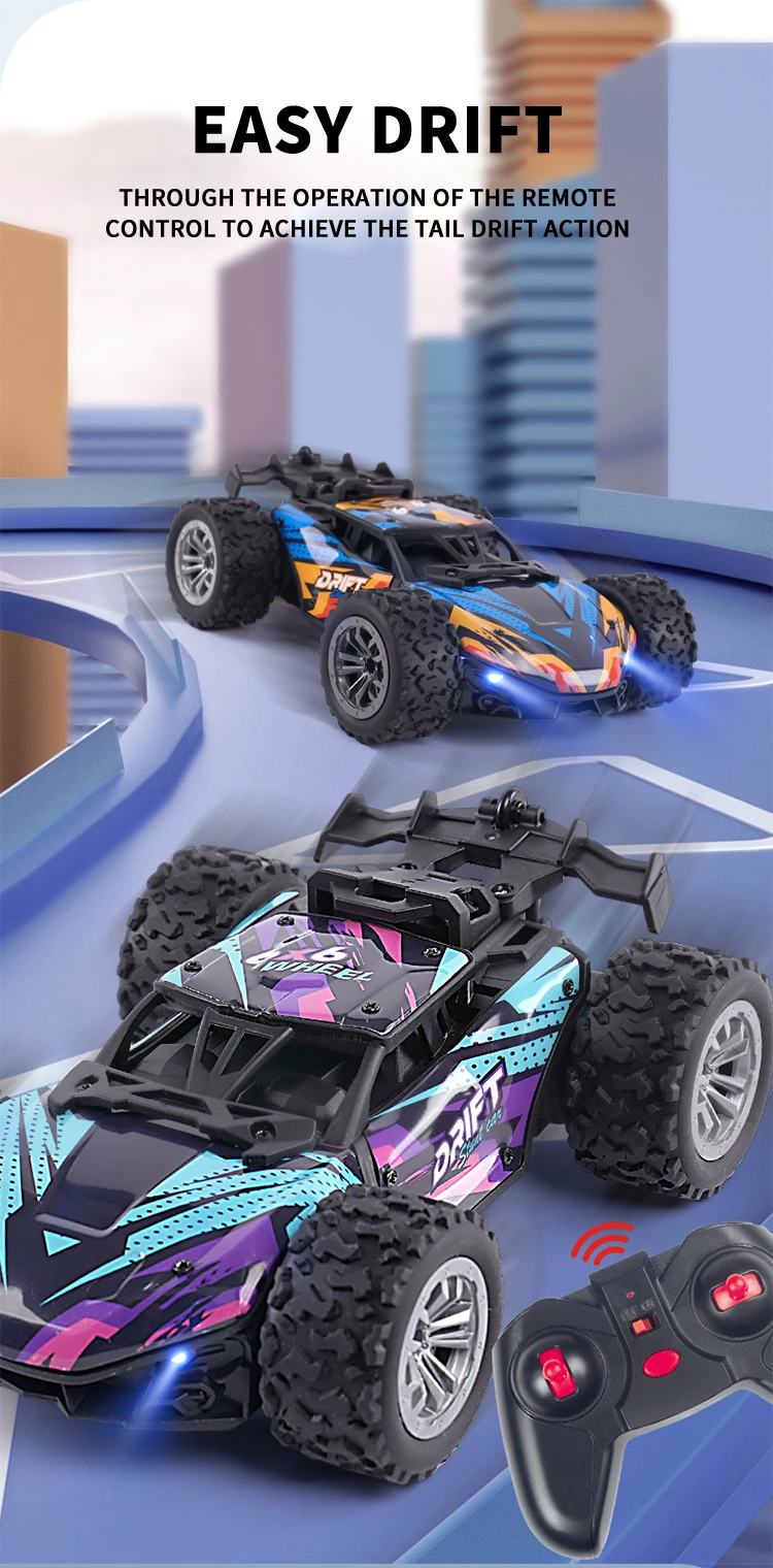 2.4G Remote Control Cars Rc Car Electric Led Lights 4Wd Stunt Climbing Cars With Spray Toys For Boys Kids Children Gift