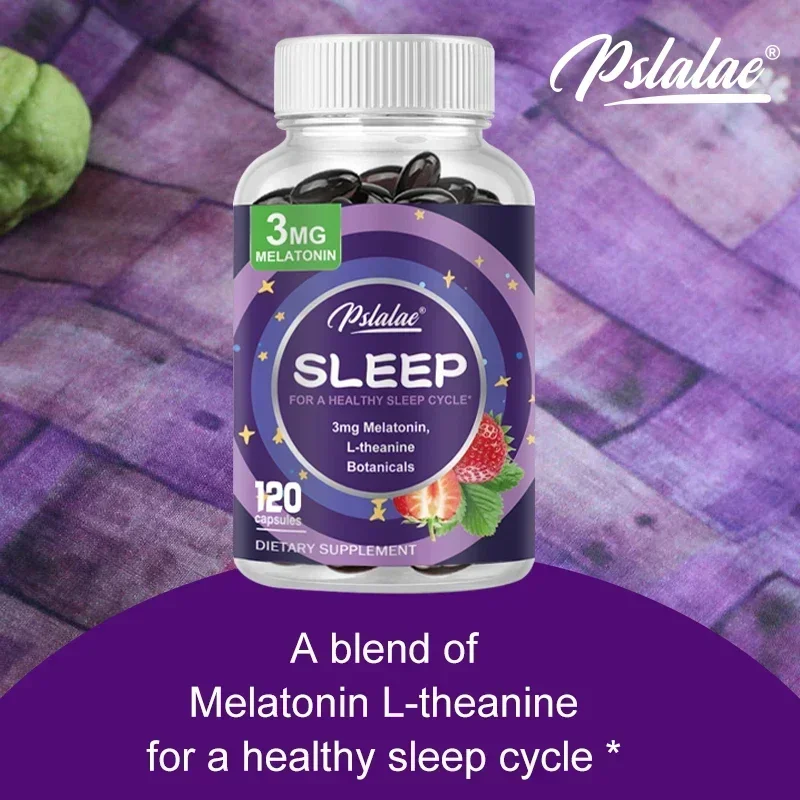 With 3 Mg Melatonin & L-Theanine Capsules Sleep Support Helps Calm Mind and Body for Better Longer Sleep 120 Capsules