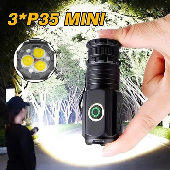 LED 초강력 손전등 USB 충전식 전술 토치, 알루미늄 합금 방수 미니 랜턴, 캠핑용 5 가지 모드
