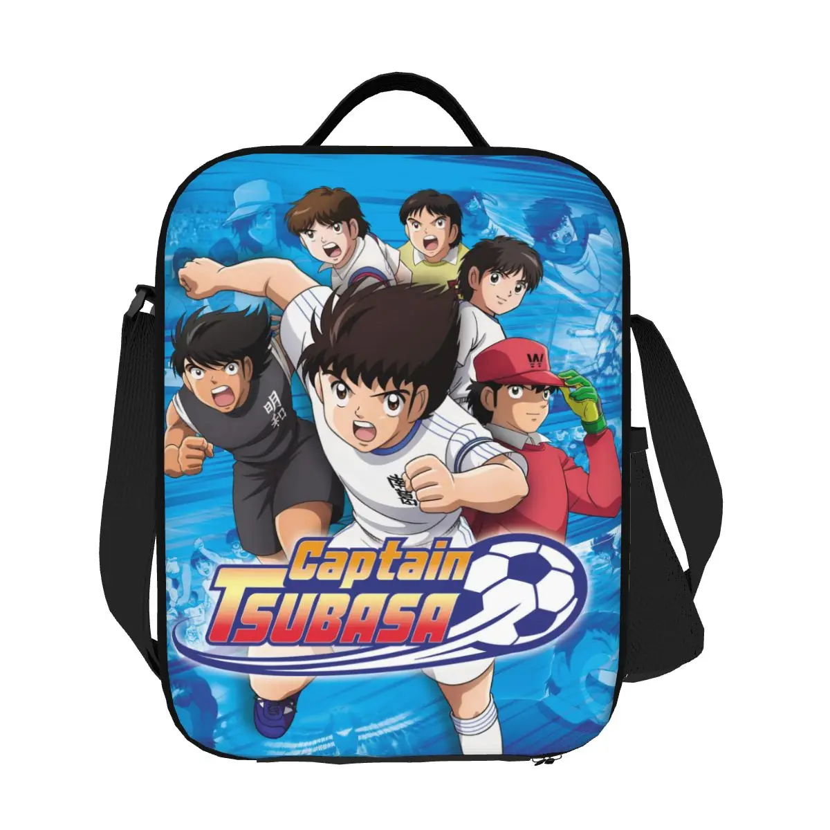 Custom Japan Football Manga Captain Tsubasa Lunch Bag Women Cooler Thermal Insulated Lunch Box for Kids School 4