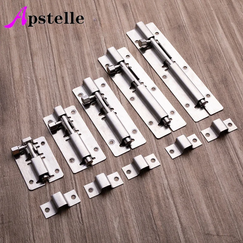 1Pcs 1.5/2/2.5/3/4/5/6/8/10/12 Inch Stainless Steel Door Latch Sliding Lock Bolt Latch Hasp Staple Gate Safety Lock