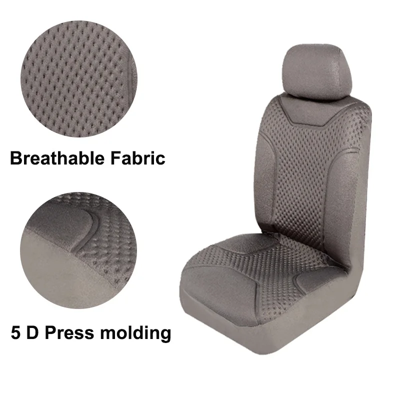 Coprisedile Auto 5D Traspirante in Rete, Universale per Berlina, SUV, Camion, Protezione Interna Grigia - immagine 3