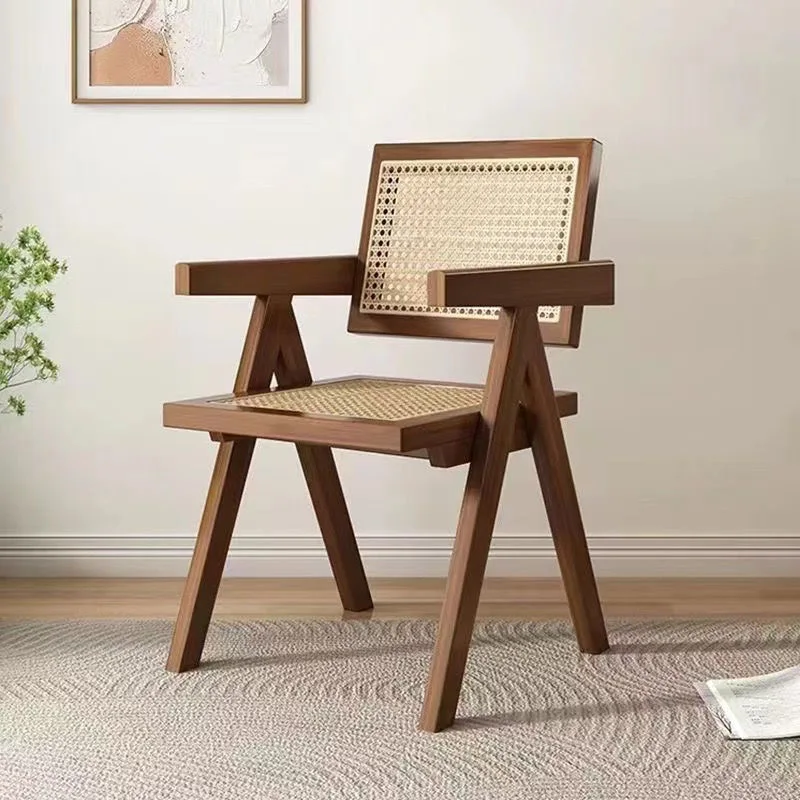 Senior sense rattan armchair rattan chair home dining chair B&B solid wood Chandigarh