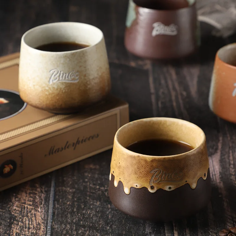 200ML Light Luxury Retro Mugs Ceramic Coffee Cups Handmade Latte & Matcha Kung Fu Tea Cup Retro Japanese Style Ceramic Tea Cup