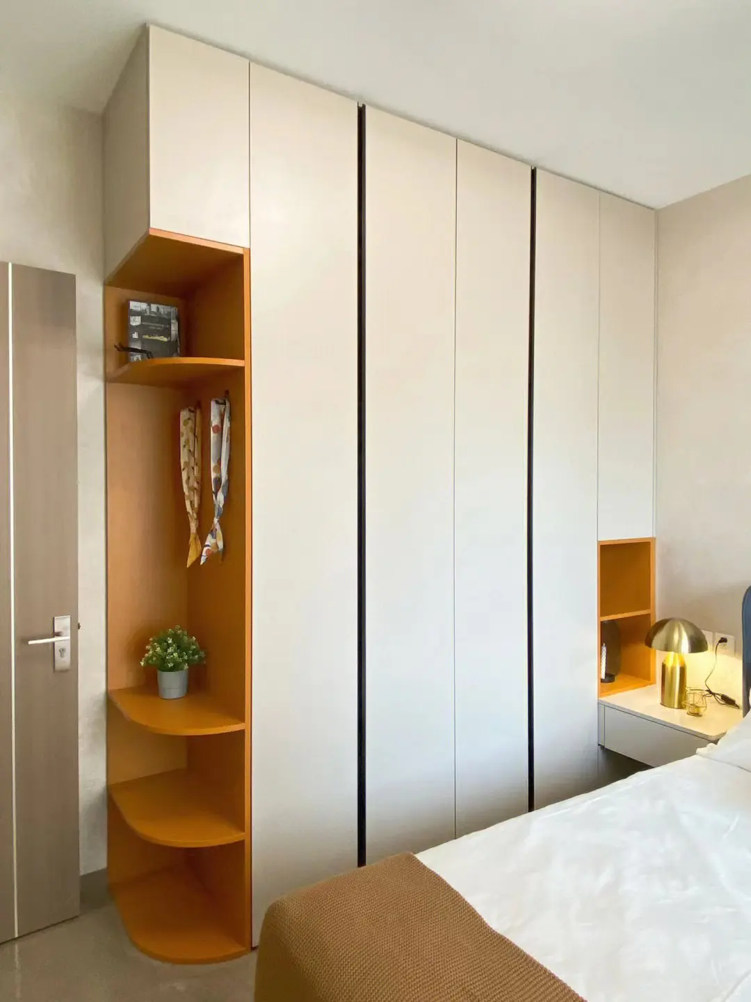 Armoire Chambre Adulte 2 Portes Coulissantes 1 Naturel 1 Miroir Olivia 200cm 90117039