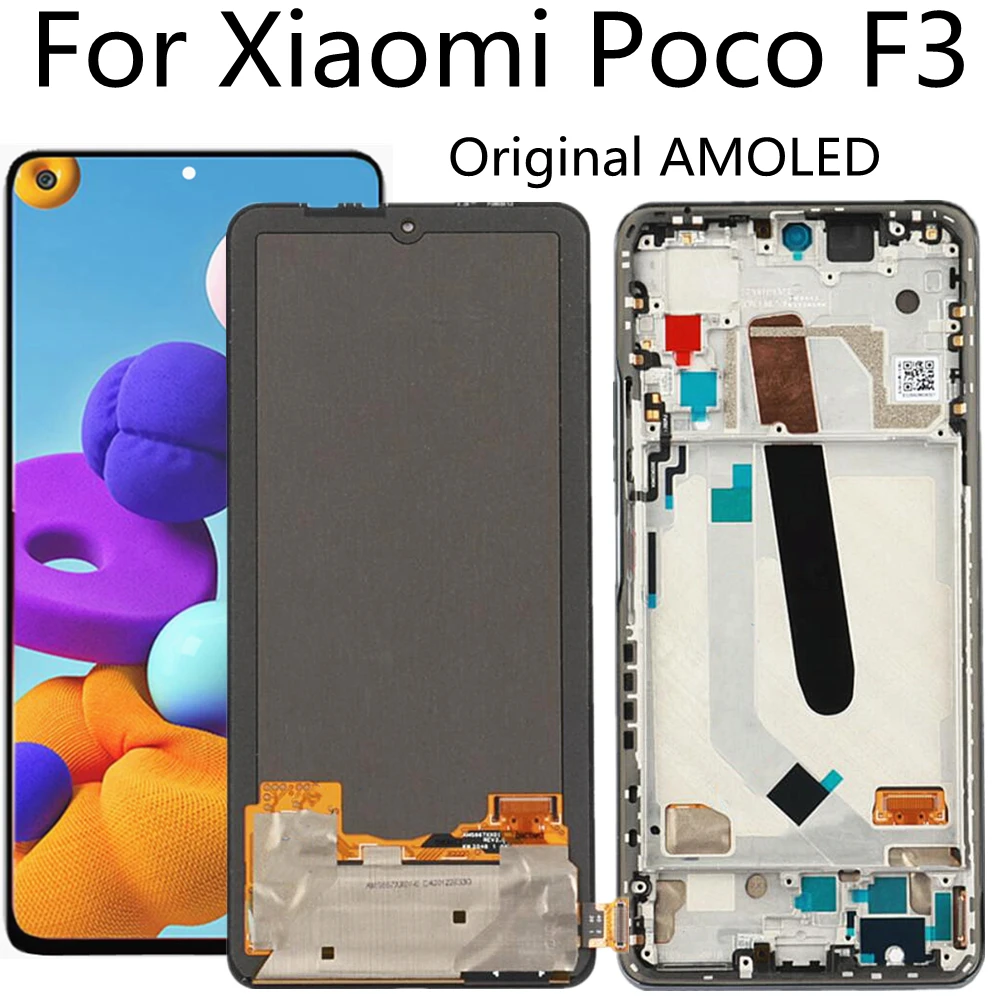 

ЖК-дисплей AMOLED 6,67 дюйма для Xiaomi Poco F3 M2012K11AG, сенсорная панель, дигитайзер для Xiaomi Pocophone F3, дисплей
