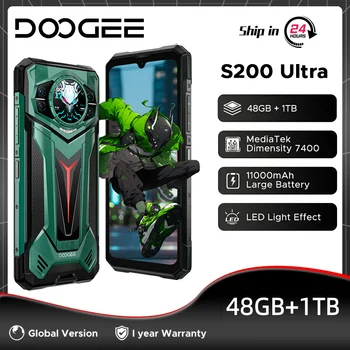 DOOGEE S200 Ultra 5G AI Telefono robusto 48GB + 1TB Effetto luce 1.34 "Display posteriore Dimensity 7400 11000mAh 66W NFC WiFi6E Smartphone
