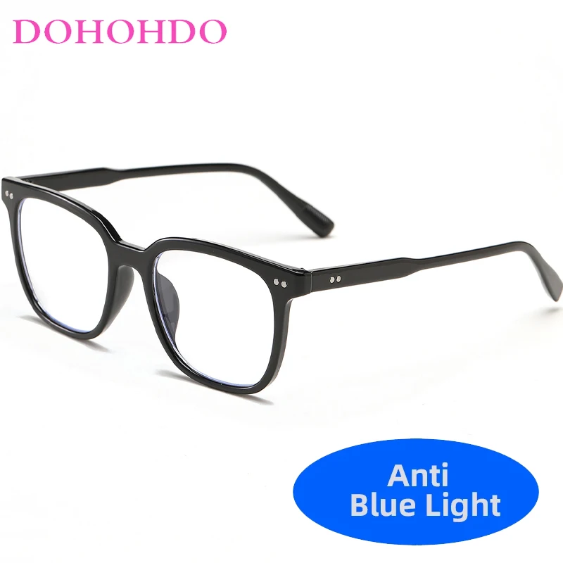 

DOHOHDO Anti-UV Blue Rays Men Glasses Ultralight PC Frame Eyeglasses Retro Solid Color Flat Light Mirror Computer Women Goggles