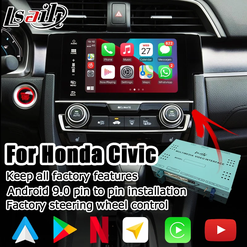 Android / CP AA interface box for Honda Civic FC FK 2016 video