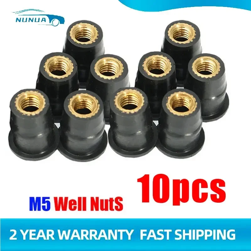 10Pcs M5 5mm Metric Rubber Well Nuts Windscreen Windshield Fairing Cowl Fastener For Honda For Suzuki Auto Motorbike Off-road auto fasteners