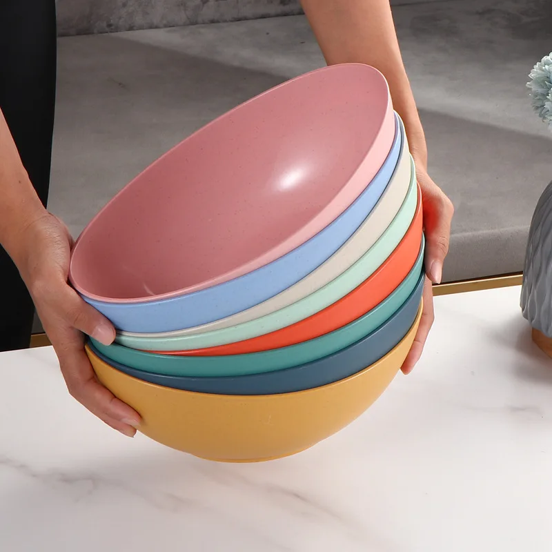 Hot Sale Eco-Friendly Wheat straw Household vegetable bowl kitchen Creative Solid color fruit salad bowl Microwavable Food Bowl