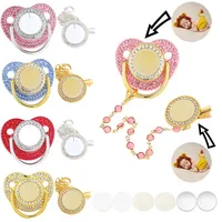 Customization Baby Pacifier Luxury Rhinestone Blank Pacifier Clips Chain Sublimation Pacifier Infant Dummy Baby Shower Gifts 1