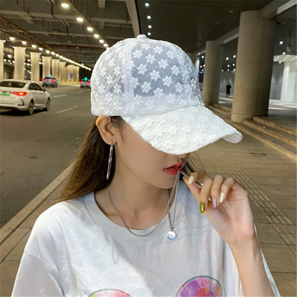 

Women Lace Hat Women Thin Baseball Summer Sunscreen Sun Hollow Breathable Cap Sweet Hollow Out Flower Baseball Cap Wholesale