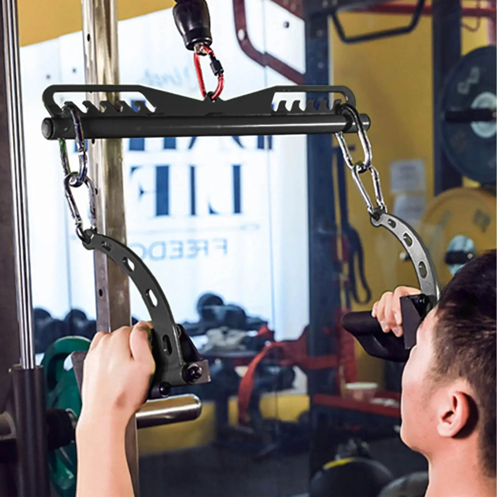 Fitness Lat Pull Down Machine Bar Gym Rowing Workout V/T-Bar Biceps Back Blaster Handle Home High Low Pulley Cable Attachments
