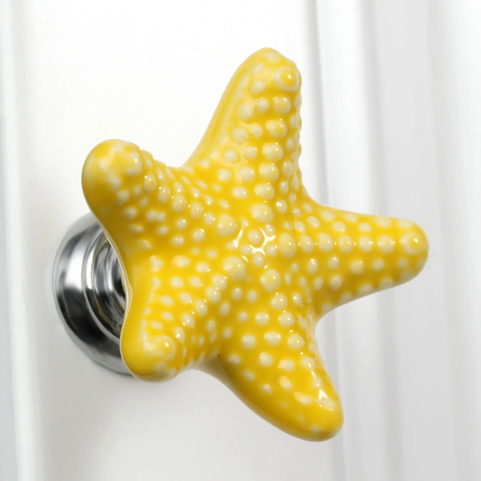Furniture Knobs 1pc Ceramic Starfish Knob w/screw Granular Texture Handle Colorful Five-Star Pull Drawer Cabinet Kitchen Furniture Decor Home