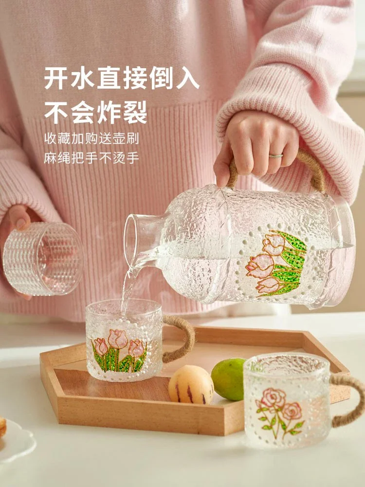 

New Wedding Gift Light Luxury Water Pot Set Tea Pot Water Cup Living Room Tea Set Residency Cup High Temperature