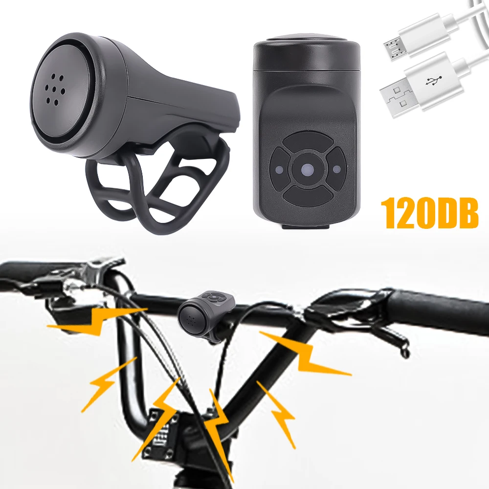 Sonnette de vélo,C2--Klaxon de vélo électrique Rechargeable USB 120db