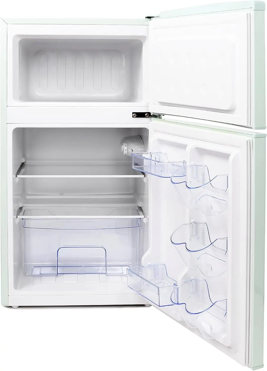 Mini Fridge with Freezer Retro-Styled for Home Office or Dorm, Manual Defrost and Adjustable Temperature 3 Cu.Ft Green
