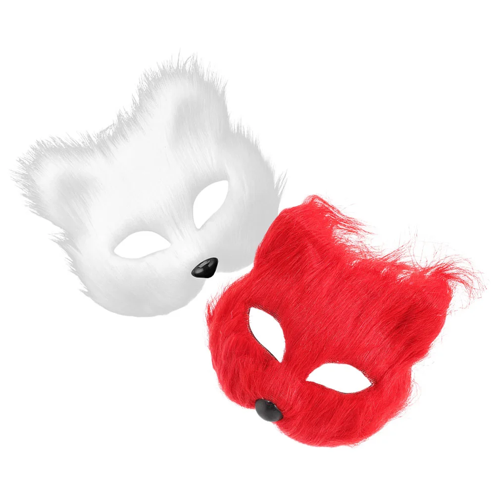 

2 Pcs Mask Fox Halloween Costume Supplies Cosplay Animal Party Horror Unique Plush Supply Men and Women