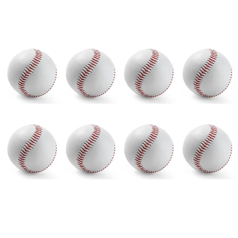 

8PCS Soft Leather Cork Center Baseball Ball Handmade White Safety Kid Soft Base Balls White Standard 9Inch Practice
