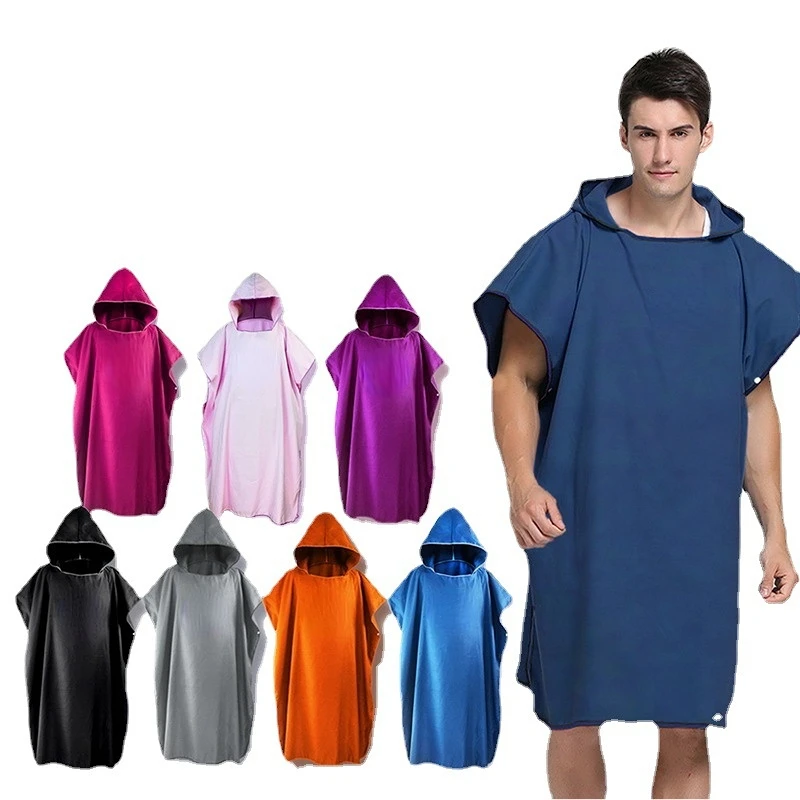 Surf Poncho Changing Towel Robe Quick Dry Hooded Microfiber Beach Blanket Bath Towel Bathing Suit Beach Poncho For Adults 2022 women s quick drying cloak beach blouse changing bath towel bathrobe seaside cloak double sided velvet bathrobe blue