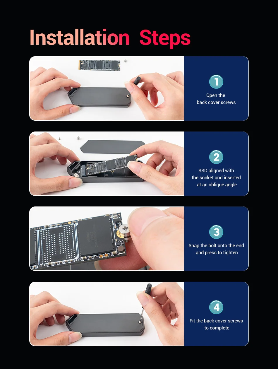 tipo C, Gen2, 10Gbps, liga de alumínio,