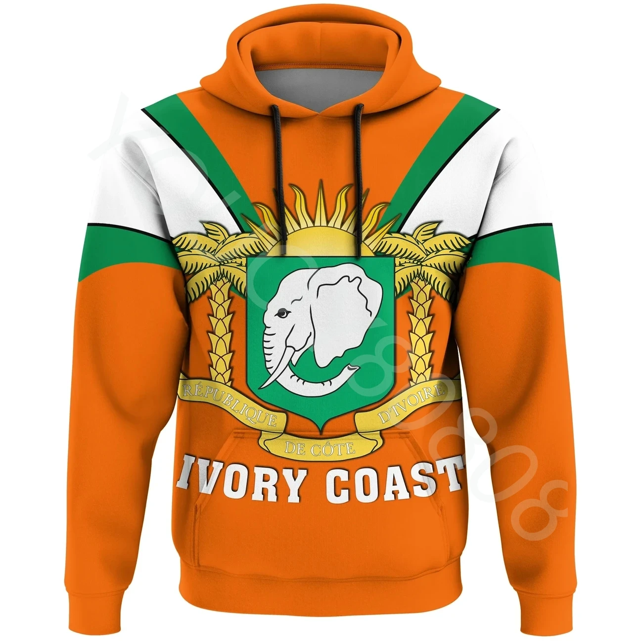 

New Fall Winter Africa Zone Hoodie Sporty Print Street Fashion for Men and Women - Ivory Coast Zipper Hoodie - Ivory Style