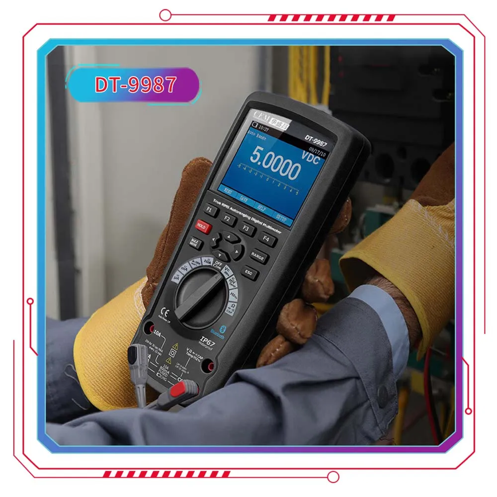 True RMS Industrial Multimeter, Professional Test Meter with LCD Display, AC/DC tester, Bluetooth, Logging function