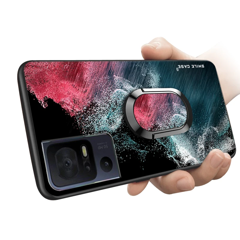 Custodia Smile Per Tcl 40 Se Coque 5G T610K 6156A 6156A1 6.75 Pollici Soft Black Tpu Luxury Con Anello Funda Per Tcl 40 Se Cover