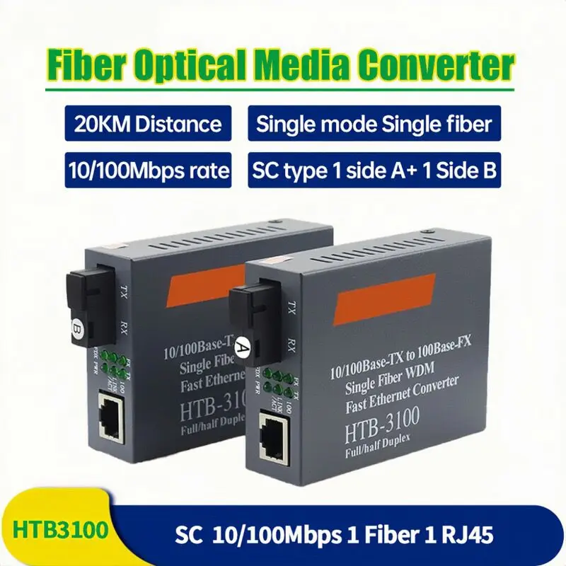 HTB-3100 Popular Ethernet Switch Converter WDM Media Converter SFP Media Converter Optical Fiber Media Single-mode 1310/1550nm